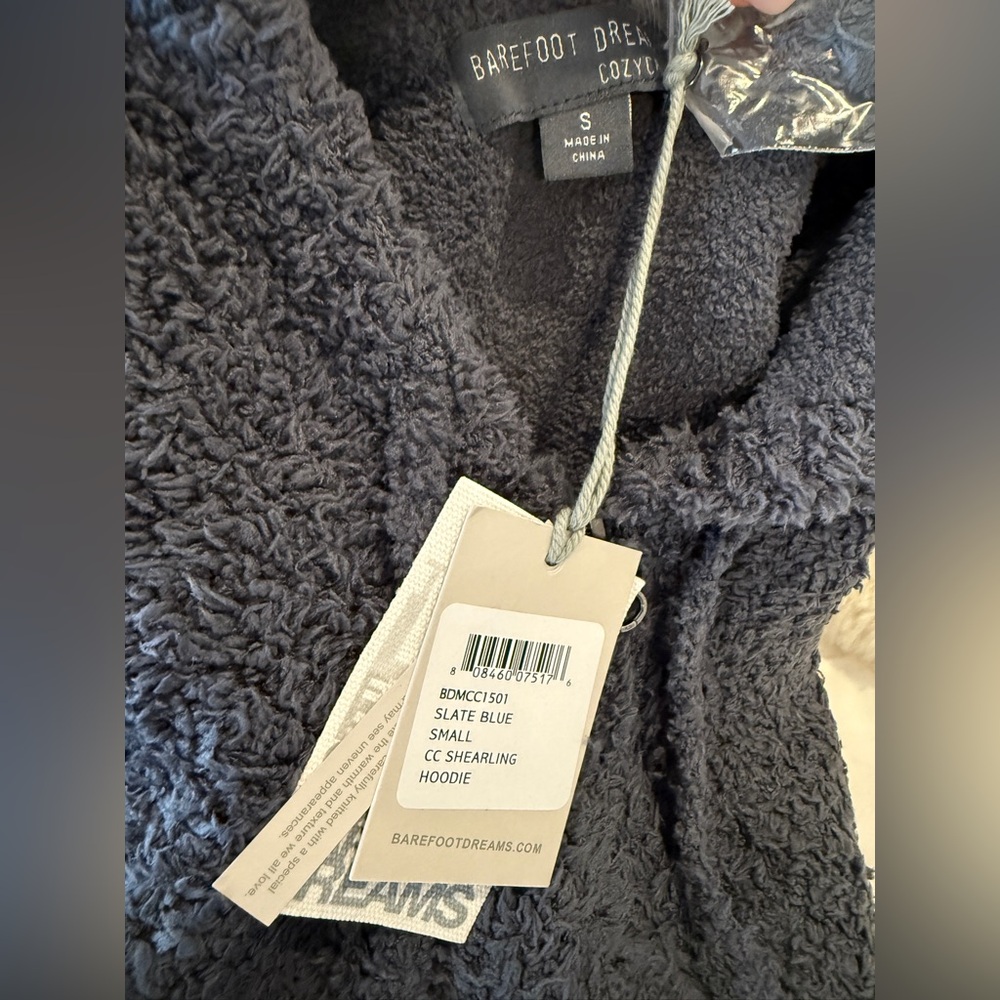 Barefoot Dreams CC Shearling Hoodie – Slate Blue (Size Small - Picture 2 of 3